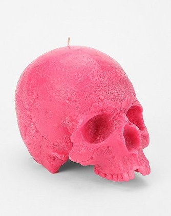 bougies skull, tete de mort, rose